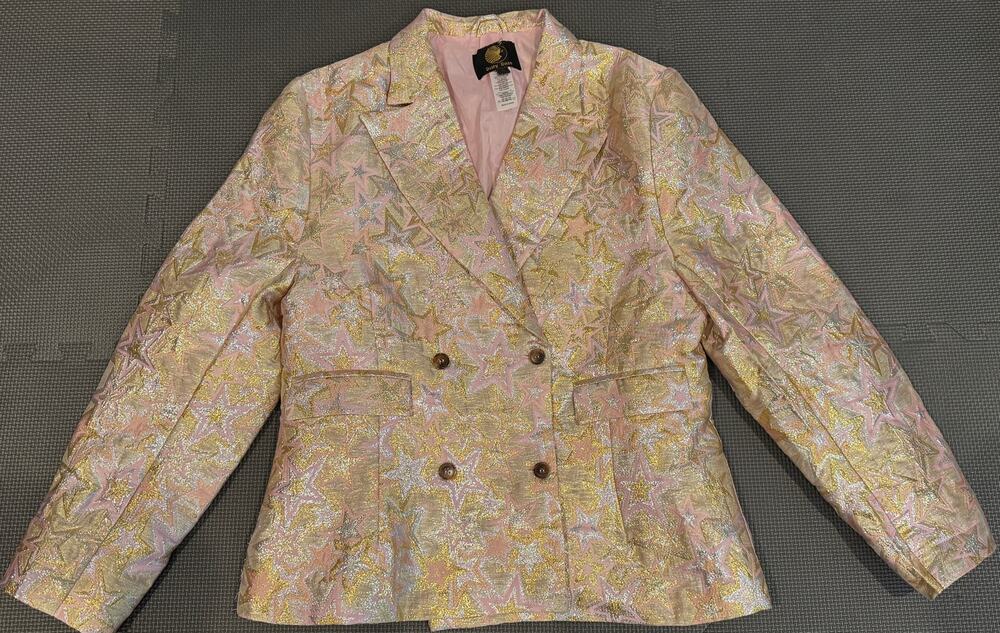 Star Jacquard Blazer Metallic Statement Longline L